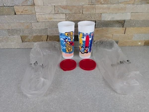 Vintage Tupperware Disney Tumblers 16 oz Set of 2 Red Seals Mickey Mouse Surfing - Picture 1 of 7