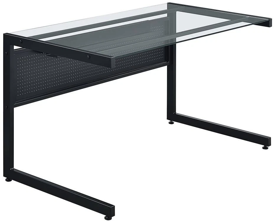 Прямоугольный стол Caesar 49 шириной 1/2 дюйма из черного металла прозрачного стекла - Изображение 1 из 1