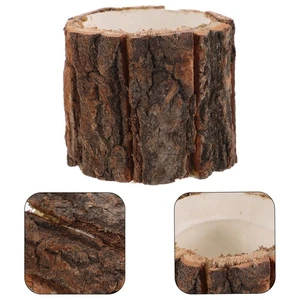 Maceta rústica de corteza de madera 4 piezas para uso en interiores y exteriores - Imagen 1 de 12
