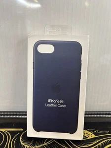 Coque en cuir Apple iPhone SE (2e génération, 7, 8) - Bleu nuit - Photo 1 sur 2