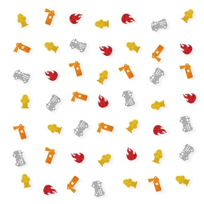 Confeti de bombero dorado rojo brillo camión de bomberos mesa dispersión cumpleaños 100 piezas Foto 1 de 4