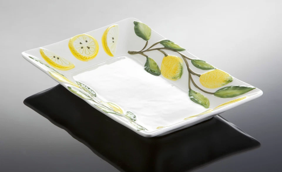 BASSANO Obst- Servierschale Zitronen 30x20 Ausgefallene italienische Keramik - Bild 1 von 1