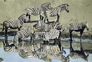 Fran Bull Zebre 1980 Litografia originale firmata fotorealista - Foto 1 di 6