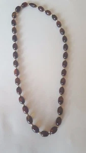 VTG '80s Oblong Amber Swirl Lucite Beads Necklace Hidden Clasp 23.75" - Bild 1 von 4