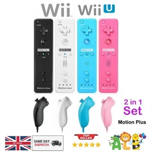 NEW Motion Plus Remote Controller + Nunchuck for Nintendo Wii / Wii U Console - Picture 1 of 12