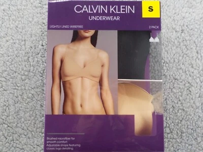 JUEGO SUJETADOR CALVIN KLEIN 2 PK TALLA S NEGRO DESNUDO LIGERAMENTE FORRADO MICROFIBRA SIN AROS NIOP Foto 1 de 4