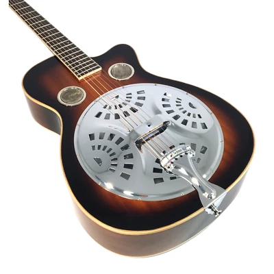 Haze All Mahogany Resonator/Dobro Guitar w/OO Holes,Cutaway+Free Gig Gag SDG738 - Image 1 of 4