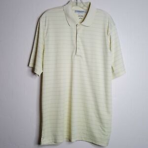 Mens Greg Norman ML75  Play Dry Polo Golf Shirt Yellow Blue Stripe Size L