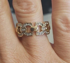 Modeschmuck Ring Farbe gold mit Strasssteinchen Grösse 47, 15mm - Bild 1 von 5