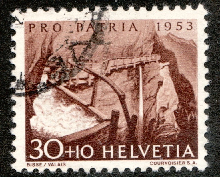 1953 Switzerland Sc #B225 - 30+10 Semi-postal - View of Bass River - Used Cv$7 - Image 1 of 1