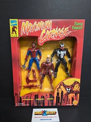 ToyBiz Marvel Comics Maximum Carnage Triple Threat Spider-Man Carnage Venom 1994 Foto 1 de 3