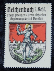 Vignette Orts Wappen Image 39 Reichenbach Hag 1925 Cercle Schlesien Wappenmarke - Bild 1 von 2