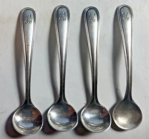 4 Matched WEBSTER CO Sterling Silver 2-1/2" Salt Spoons, WSC54 Pattern, "H" Mono - Picture 1 of 6
