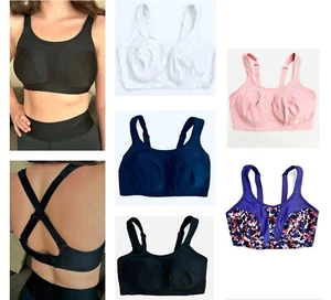 Ladies Marks Sports Bra Ultimate Support Non Wire Crop Black White Pink Gym NEW - Picture 1 of 11