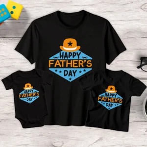 Men Kid Hat Mustache Happy Fathers Day T-Shirt Tee Baby Romper Best Dad Ever #FD - Picture 1 of 16