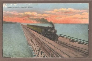 VINTAGE RAILROAD POSTCARD UNUSED GREAT SALT LAKE CUT OFF UTAH 41 - Picture 1 of 1