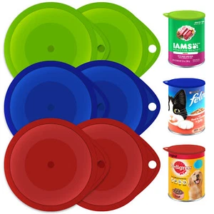 6 tapas de latas de plástico tapas reutilizables de comida para mascotas perros gatos tapas almacenamiento fresco - Imagen 1 de 8
