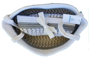 3 Grey Cotton Rope Baskets to Organizing Clothing Oval Woven Storage Baskets - Picture 1 of 11