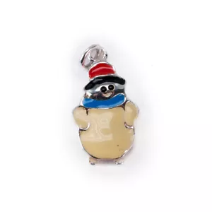 New 925 Sterling Silver Enamel Snowman Pendant Necklace - S-487WHT - Picture 1 of 1