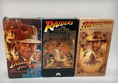 3x Indiana Jones Trilogy VHS Movie Lot (Raiders, Temple of Doom, Last Crusade) - Image 1 of 3
