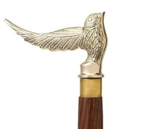 Wooden Walking Stick Cane Antique Vintage Sputnik Brass Handle Walking Cane gift - Bild 1 von 3