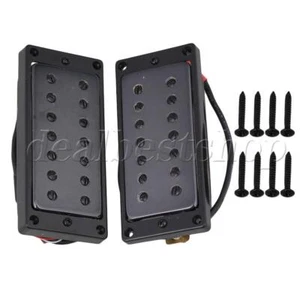 Humbucker Bridge Neck Pickups Set for 7 String Electric Guitar Parts Black - Picture 1 of 3
