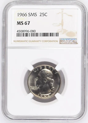 NGC 1966 George Washington 25c MS 67 Mint Coin - Image 1 of 2
