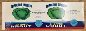 ADVERTISING Label Can Carolina Beauty Chopped Kraut Mt Airy North Carolina 1l11o - Picture 1 of 3