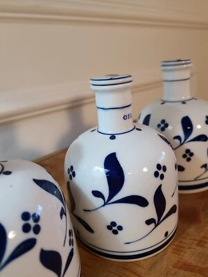 Blue and White Hand Painted Porcelain Cannisters - Image 1 of 4