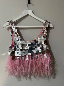 ASOS Top Sequin and Feather Size UK 8 - Picture 1 of 12