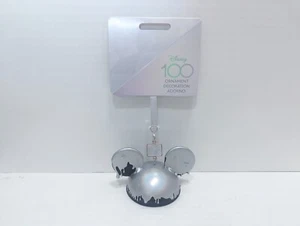 Mickey Mouse Disney 100 Jahre Feier Platin Farbe Ohr Hut Ornament Neu mit Etikett - Bild 1 von 20