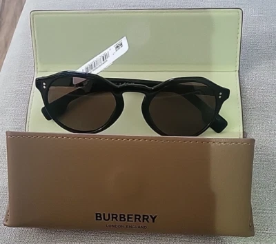 GAFAS DE SOL BURBERRY REDONDAS PARA HOMBRE AJUSTE ASIÁTICO NEGRO BRILLANTE MARRÓN BE4280F 300173 NUEVAS 50 Foto 1 de 3