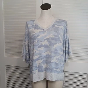 Calvin Klein Performance Pullover Womens Medium Soft Blue Gray Camo French Terry - Picture 1 of 9
