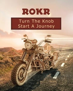ROKR Wood Motorcycle Moving Model Mechanical 3D Wooden Puzzle DIY Building Toys - Picture 1 of 10