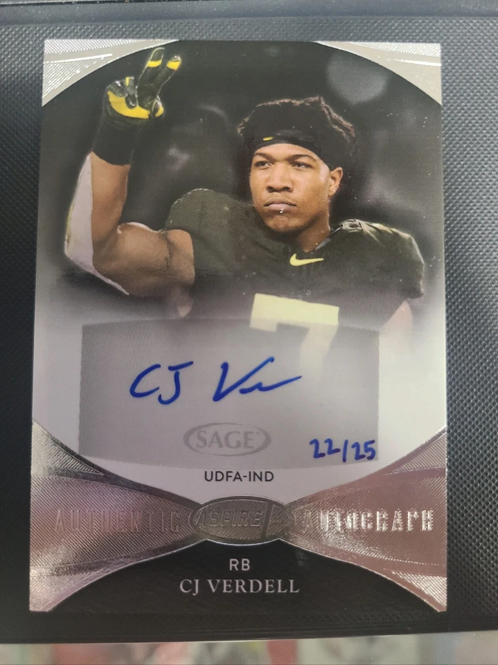 CJ Verdell 2022 Sage Aspire Auto Silver 22/25 Rookie Autograph RC - Image 1 of 1