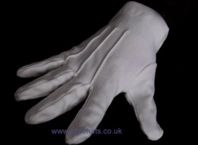 White Ceremonial Memorial Gloves Masonic Services for Men and Women - Image 1 of 3