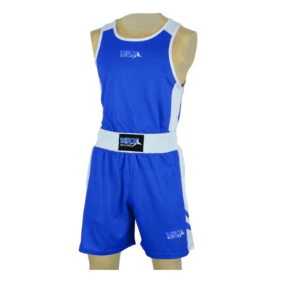 MRX Hombres Boxeo Jersey Baúl Camiseta sin Mangas Conjunto Traje Pantalones Cortos Lucha Kickboxing BJJ Foto 1 de 4