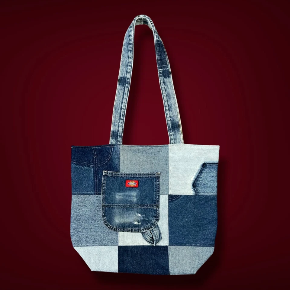 Jeans de carpintero de mezclilla con retazos hechos a mano Dickies Bag años 90 y2k 11,5x6x15 Foto 1 de 4