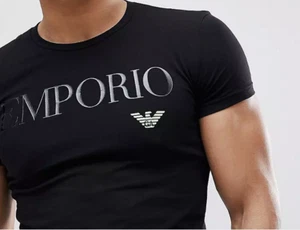 EMPORIO ARMANI Neu Schwarz Herren T-Shirt Glossy Print, Gr. M*L*XL*XXL*3XL - Bild 1 von 5