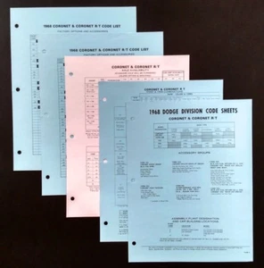 1968 Dodge Coronet 440 500 R/T factory dealer codes options Super Bee Mopar Hemi - Picture 1 of 3