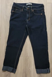 17/21 BRAND DESIGNER CAPRI ROLLED UP STRETCHY BLUE JEANS SHORTS WOMENS SIZE 4 - Picture 1 of 12