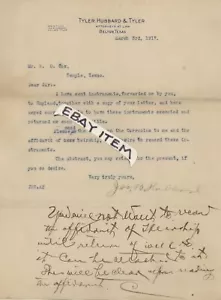 1917 JAMES B. HUBBARD Belton Texas GEORGE & WALLACE TYLER Anwalt BRIEFKOPF - Bild 1 von 1