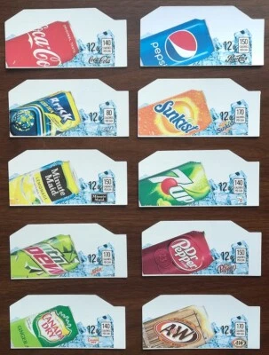 DIXIE NARCO, VENDO, ROYAL VENDORS, USI & FSI (10) SODA VENDING MACHINE 341 ml "CAN" Vend Labels (Flavor Strip) - VARIETY PACK