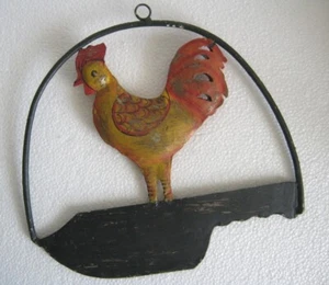 BUTCHER'S TRADE / DISPLAY ADVERTISEMENT SIGN , FRAMED ROOSTER & KNIFE . - Picture 1 of 6