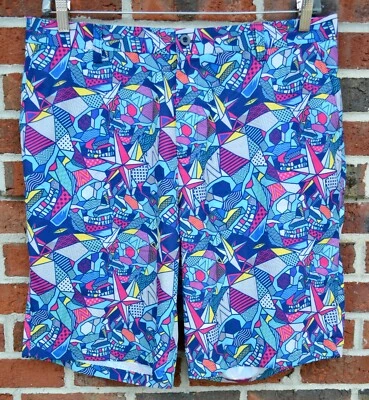 Hreski Men’s Size 36 Geometric Golf Stretch Shorts Multicolor - Image 1 of 4