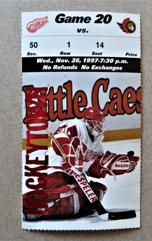 Red Wings vs Ottawa Senators ticket stub Nov 26, 1997  Chris Osgood Pictured Cover
