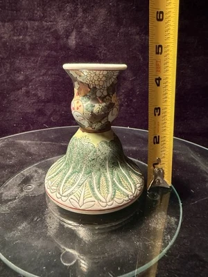 Candelabro de cerámica vintage Famille Verte Bok Choy verde chinoerie Foto 1 de 3