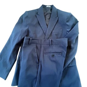 Boys Size 10 Husky Navy Blue 2-Piece Suit Calvin Klein Dress Pants Blazer Jacket - Picture 1 of 12
