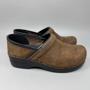Dansko Clog Women 37 US 6.5-7 Distressed Brown Oiled Professional Work Shoes - Picture 1 of 9
