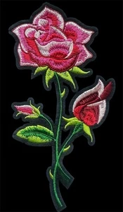 Aplique flor hierro en parche 7 x 3 3/4 pulgadas - Imagen 1 de 2